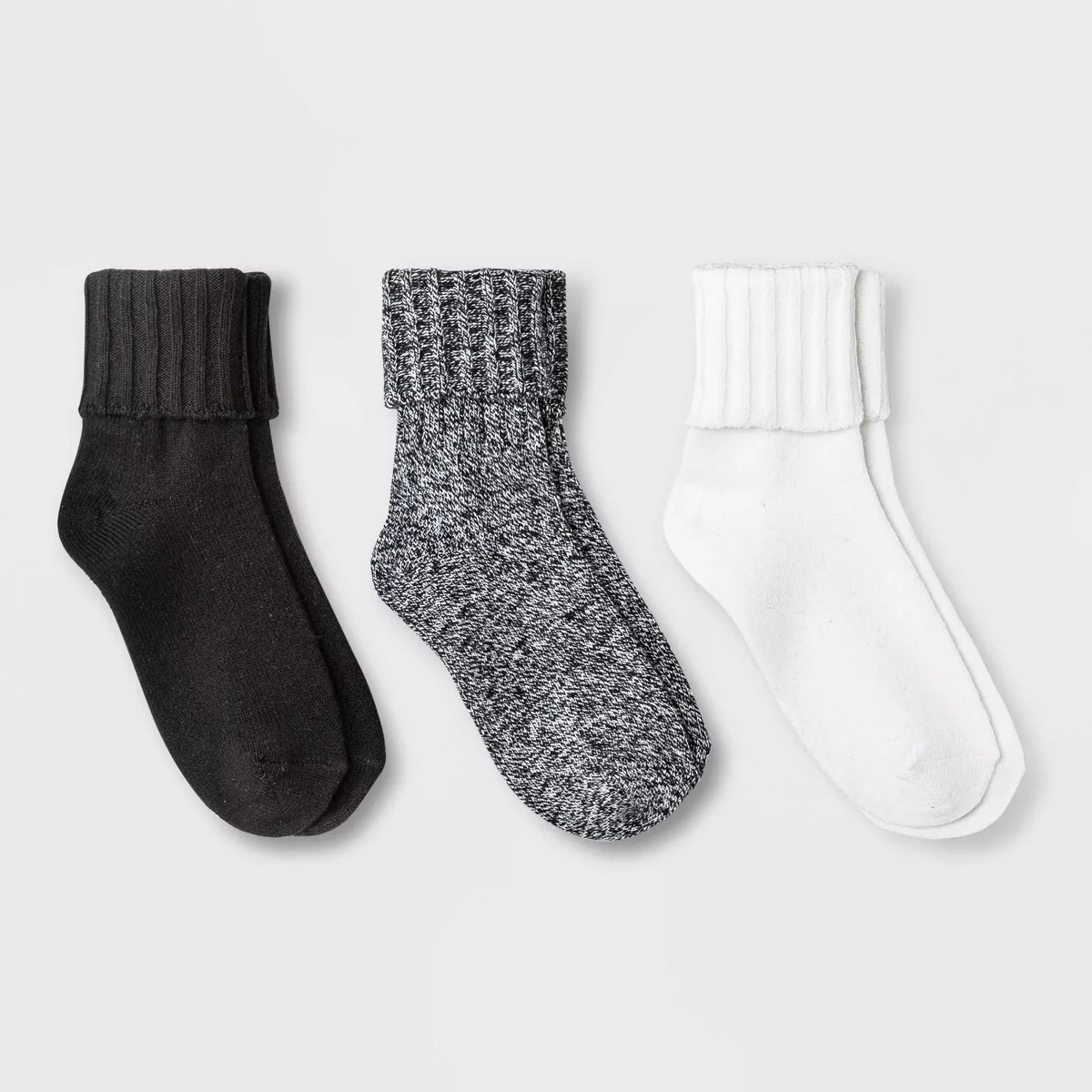 set of black, grey, and white crew socks