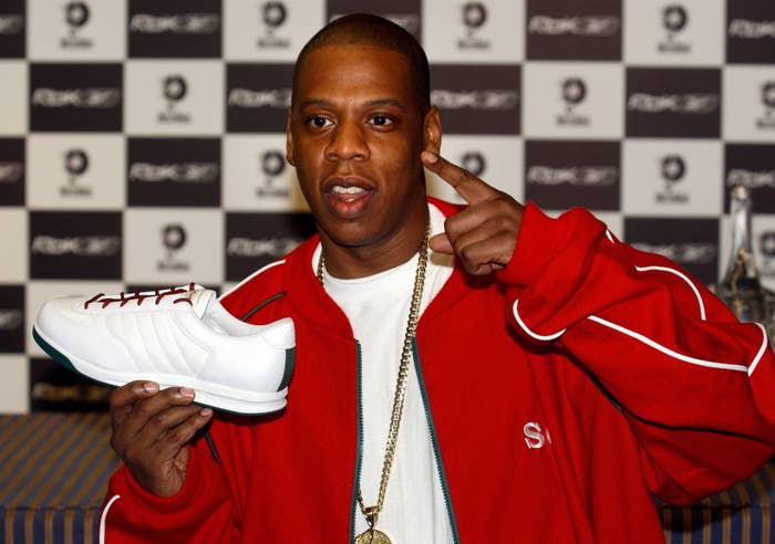 Jay-Z during a photocall at Stansted Airport, to launch a new range of customised Reebok trainers, the S.Carter Collection.