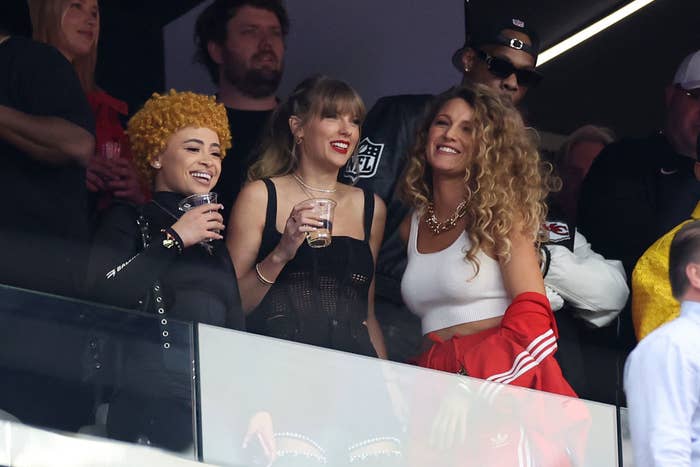Ice Spice, Taylor Swift, and Blake Lively at the Super Bowl