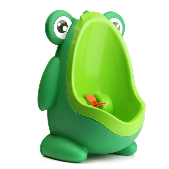 a green frog shaped urinal