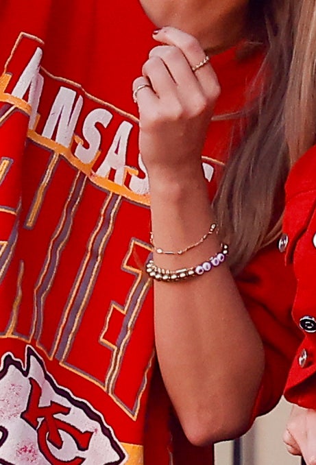 Closeup of Taylor&#x27;s bracelets