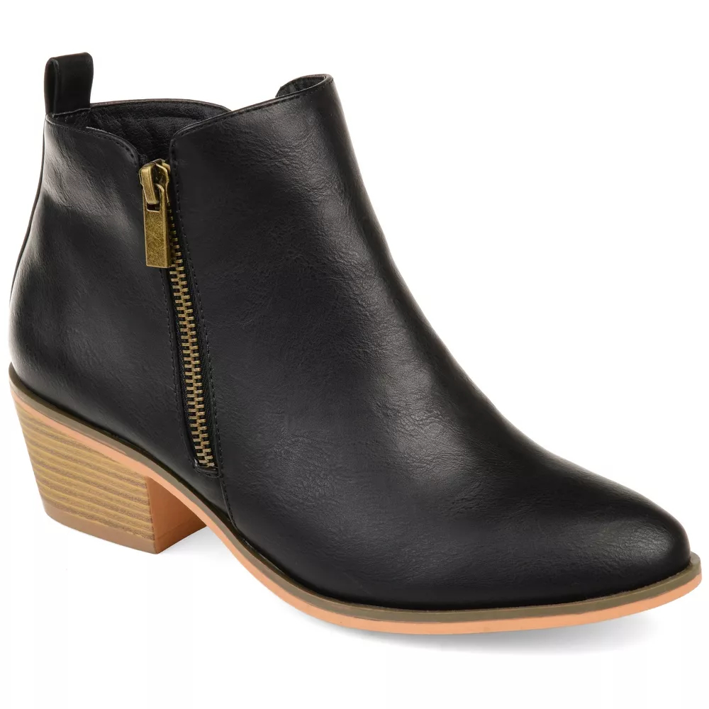 Black bootie with gold zipper