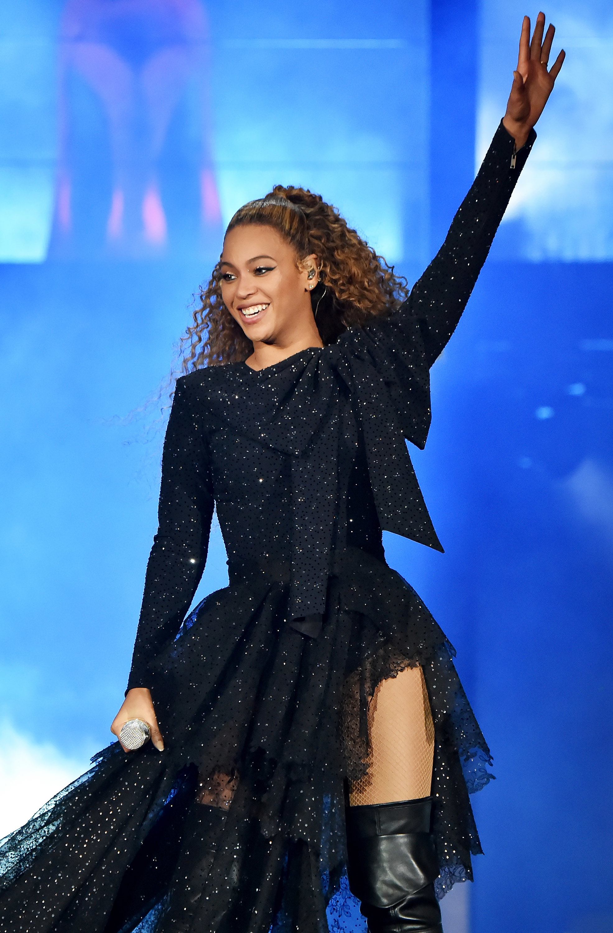 Close-up of Beyoncé performing onstage