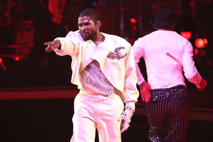 Usher performing at the Super Bowl