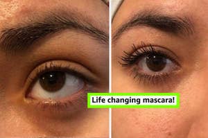 reviewer lashes before and after using mascara