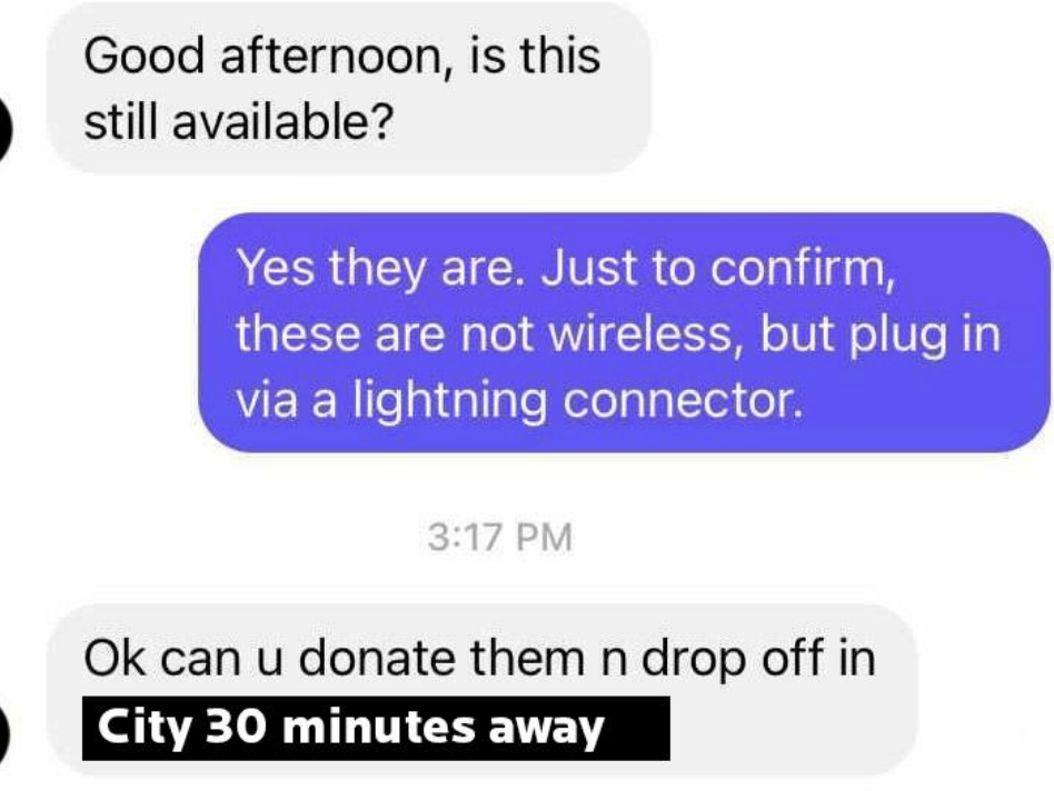 "Ok can u donate them n drop off in"