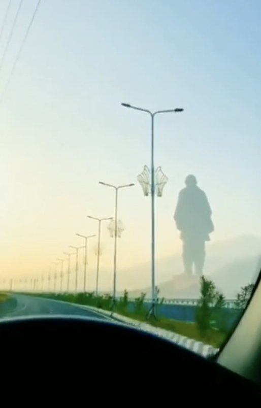 a giant statue in the distance