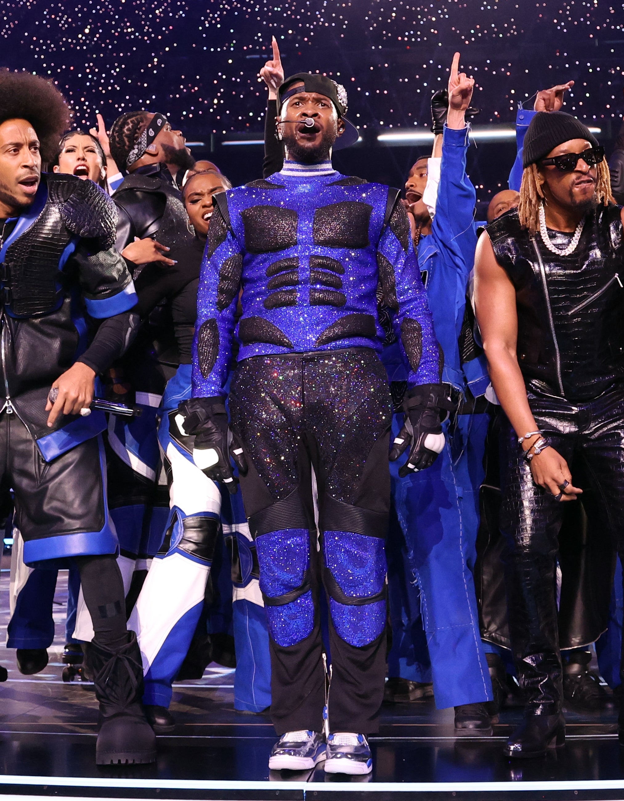 Usher Performs at Super Bowl LVIII in Chrome Air Jordan 4