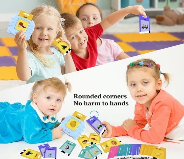 kids playing with electronic flash cards