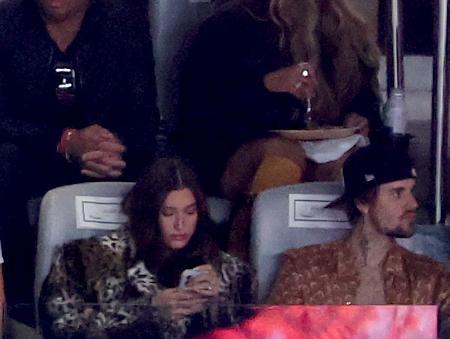 Hailey and Justin Bieber at the Super Bowl