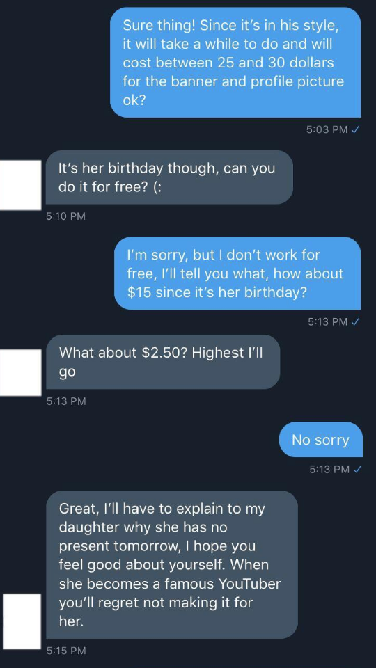 "can you do it for free?"