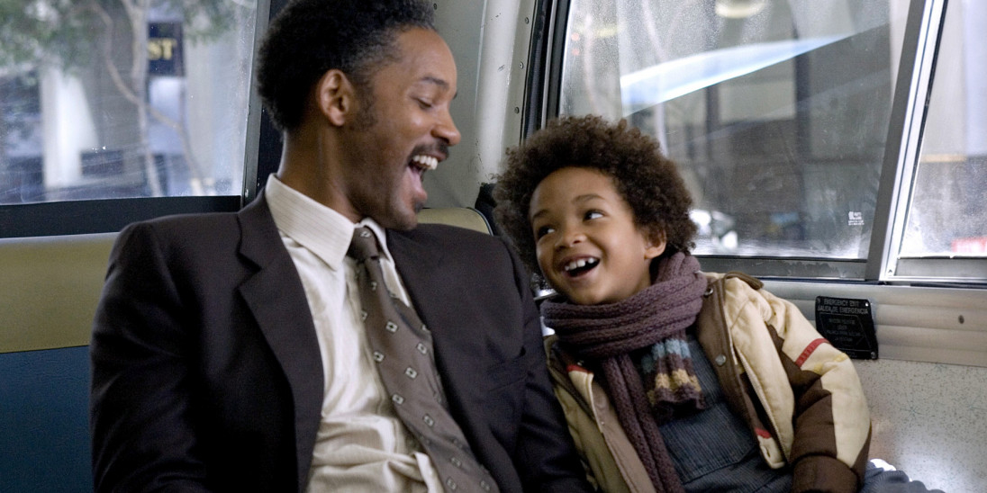 Will Smith and his son on a bus in &quot;The Pursuit of Happyness&quot;