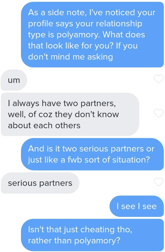 Screenshot of a text exchange