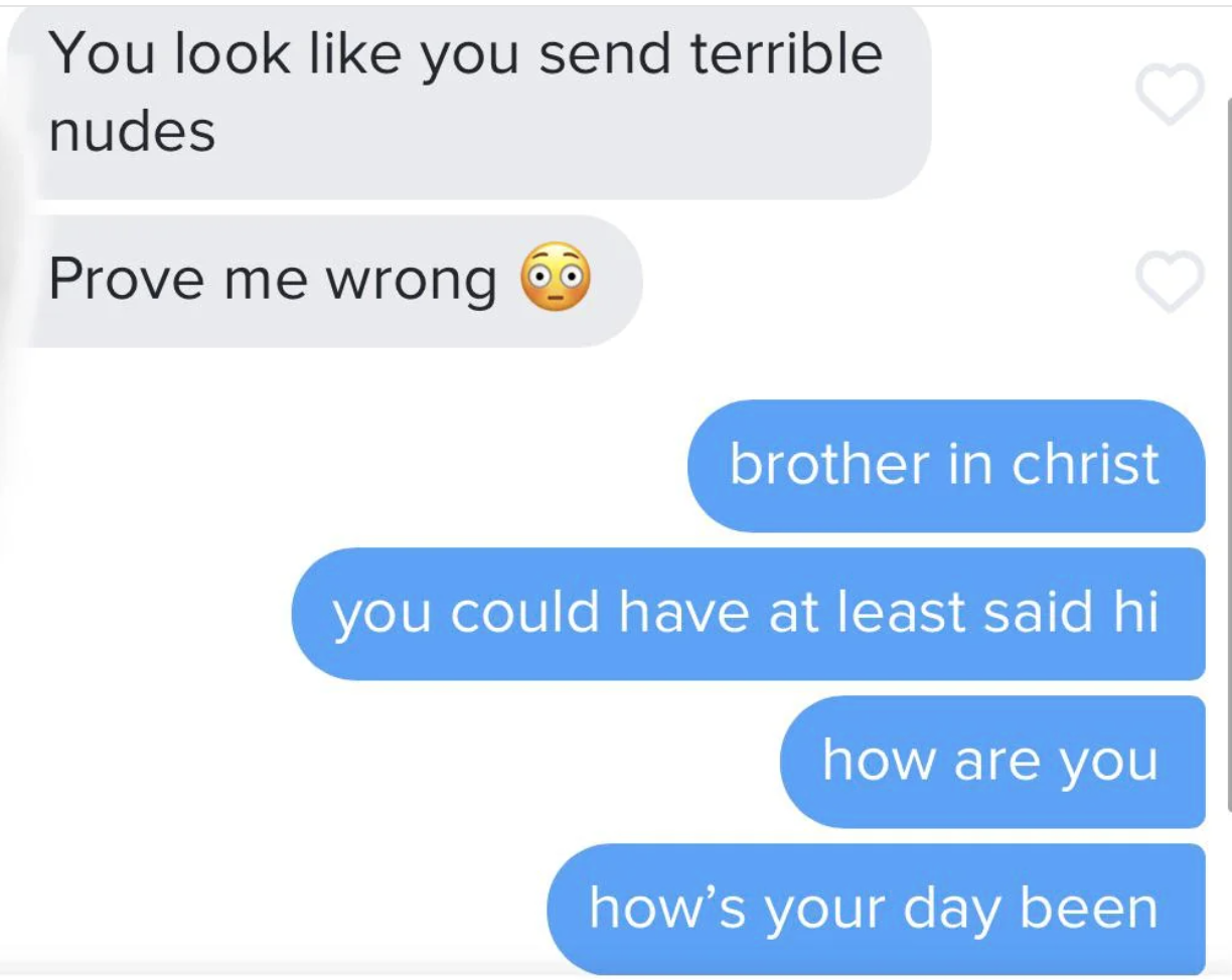 Screenshot of a text exchange