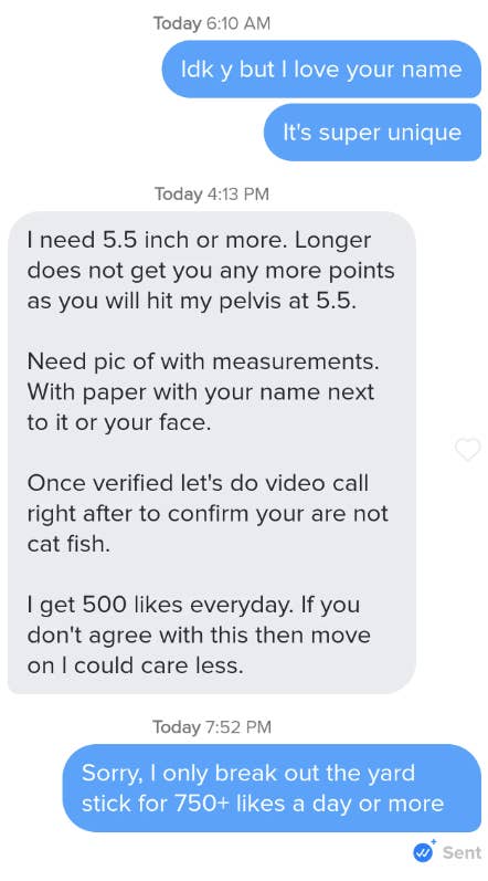 Screenshot of a text exchange