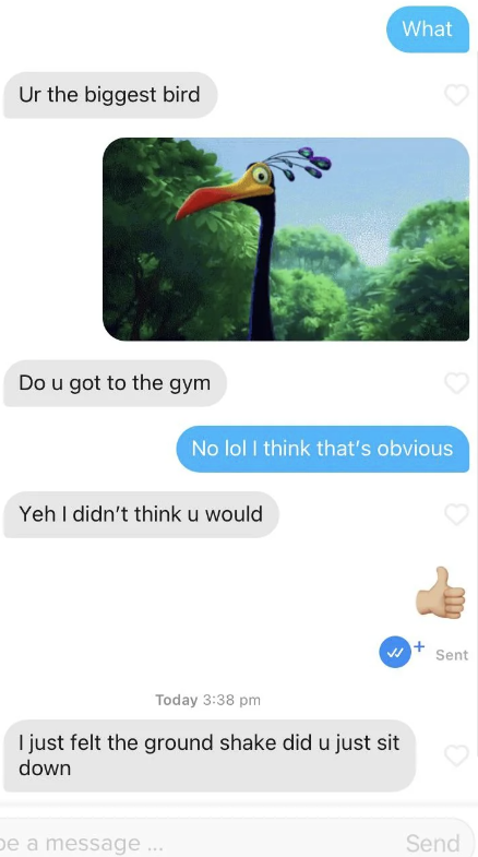 Screenshot of a text exchange