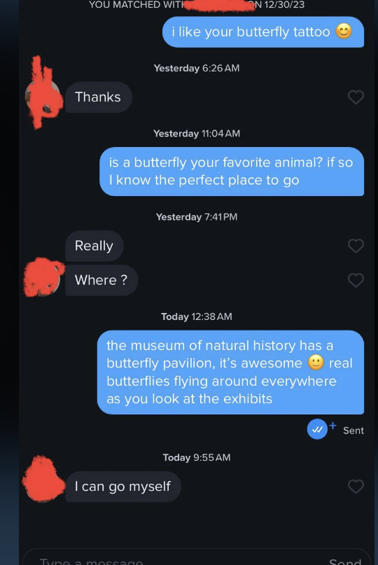 Screenshot of a text exchange