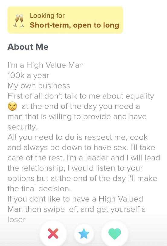 "I'm a High Value Man"