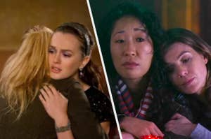 Serena and Blair hugging from "Gossip Girl" and Christina and Meredith hugging from "Grey's Anatomy."