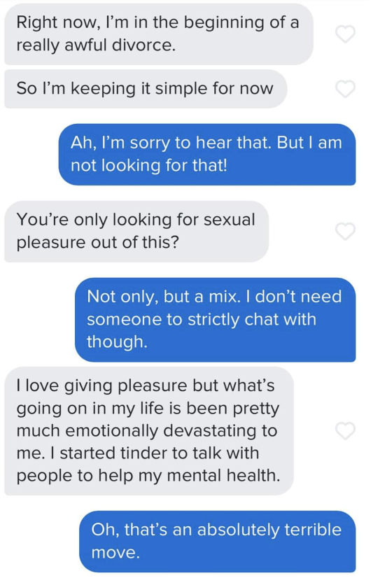 Screenshot of a text exchange