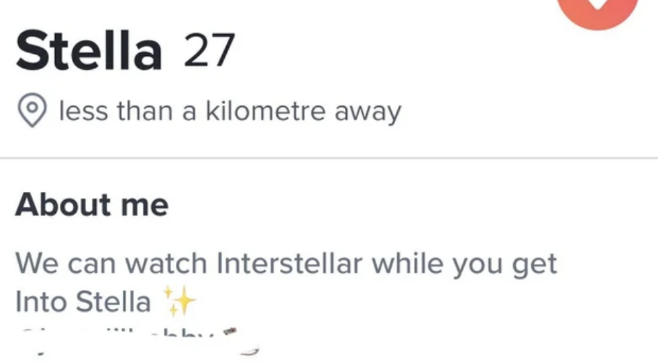 Screenshot of a dating app profile