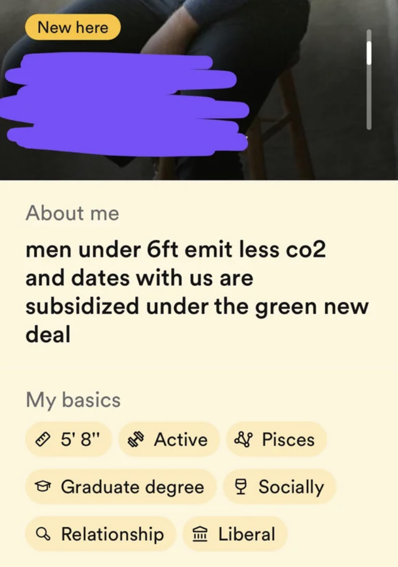 Screenshot of a dating app profile