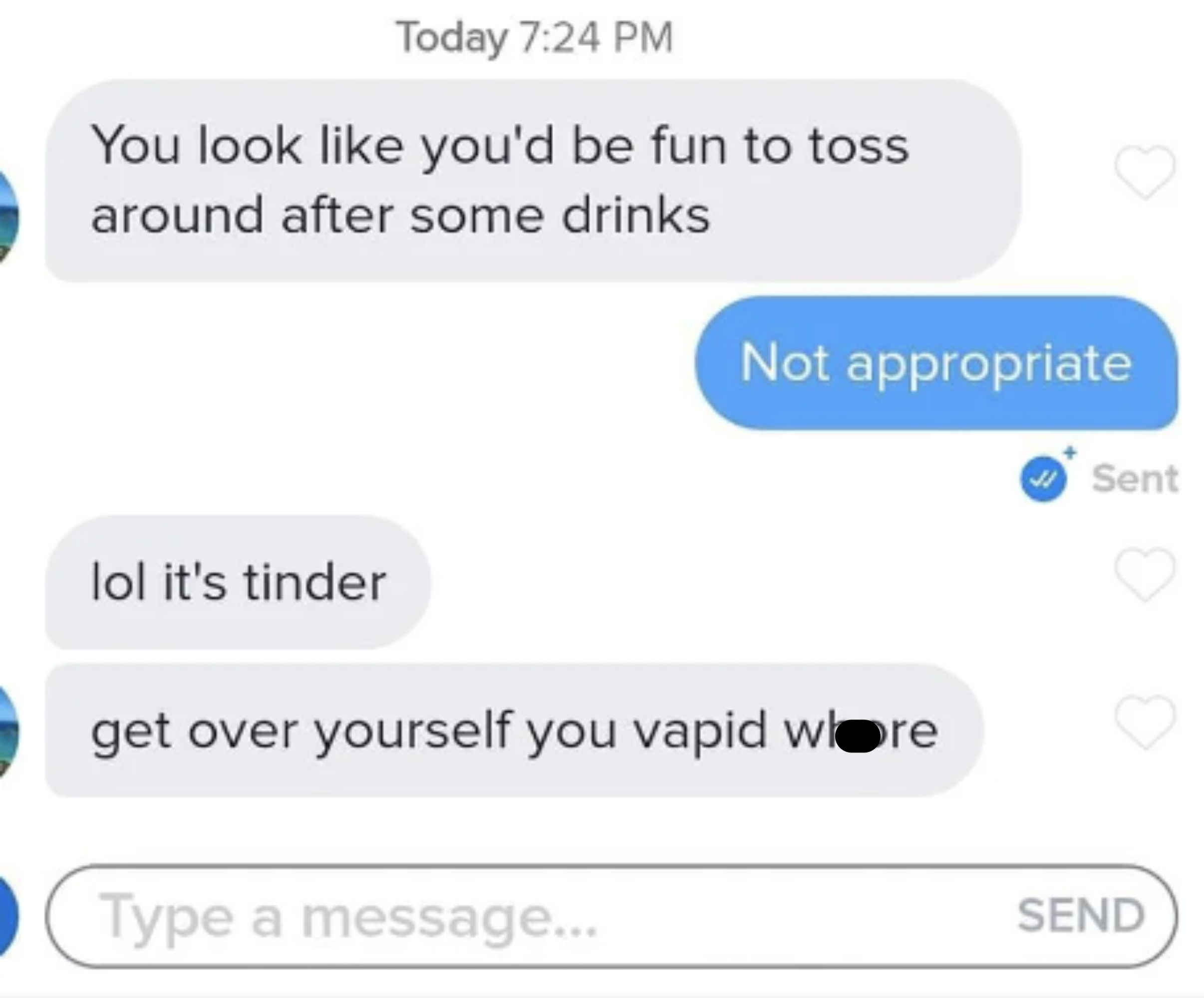 Screenshot of a text exchange