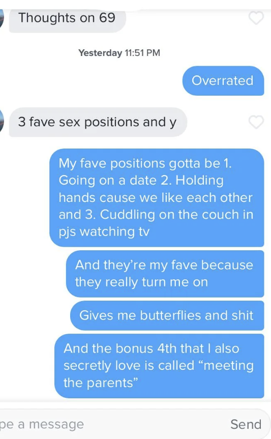 Screenshot of a text exchange