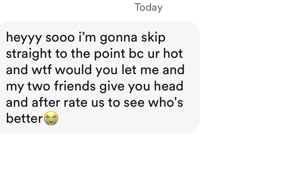 Screenshot of a text exchange