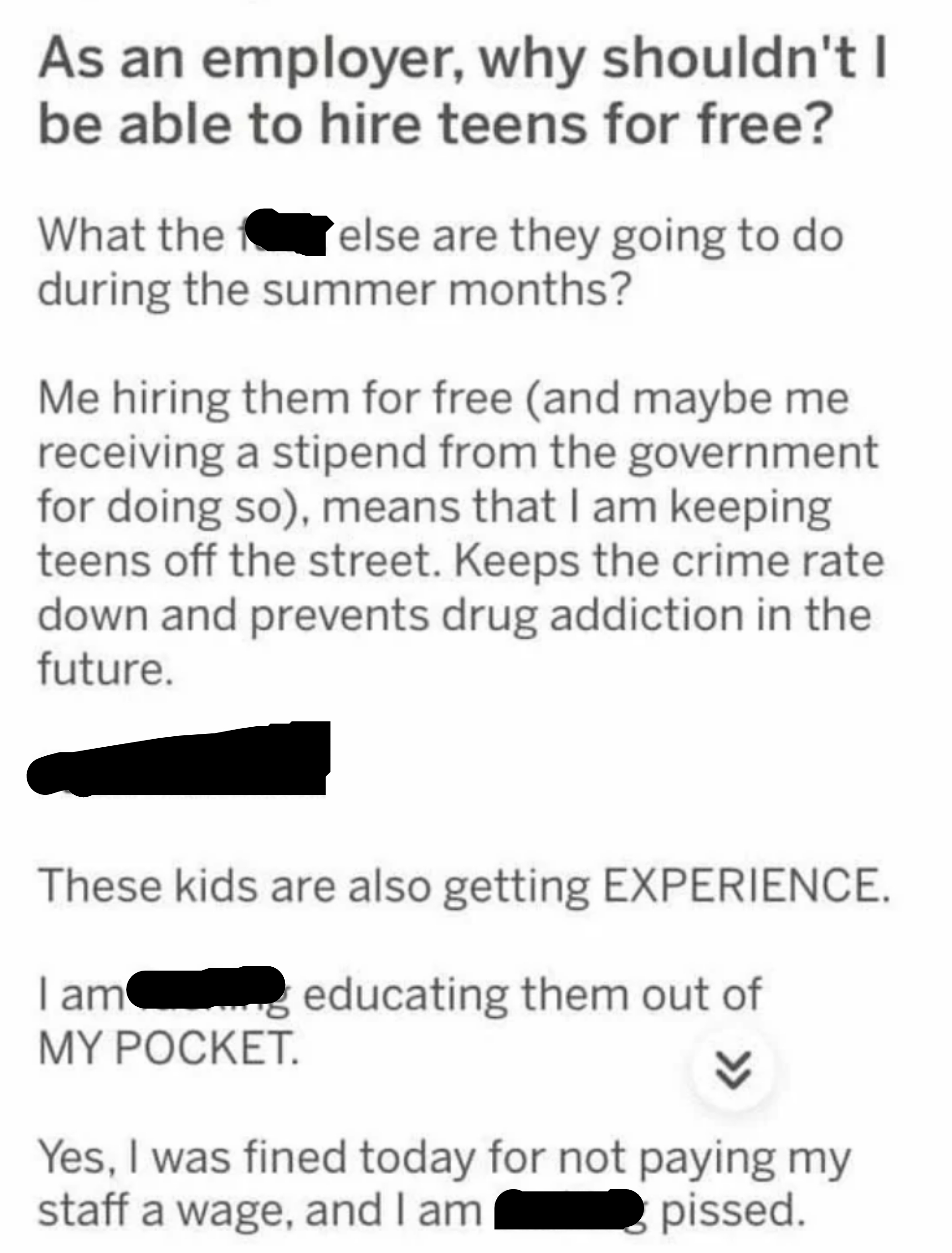&quot;These kids are also getting EXPERIENCE.&quot;