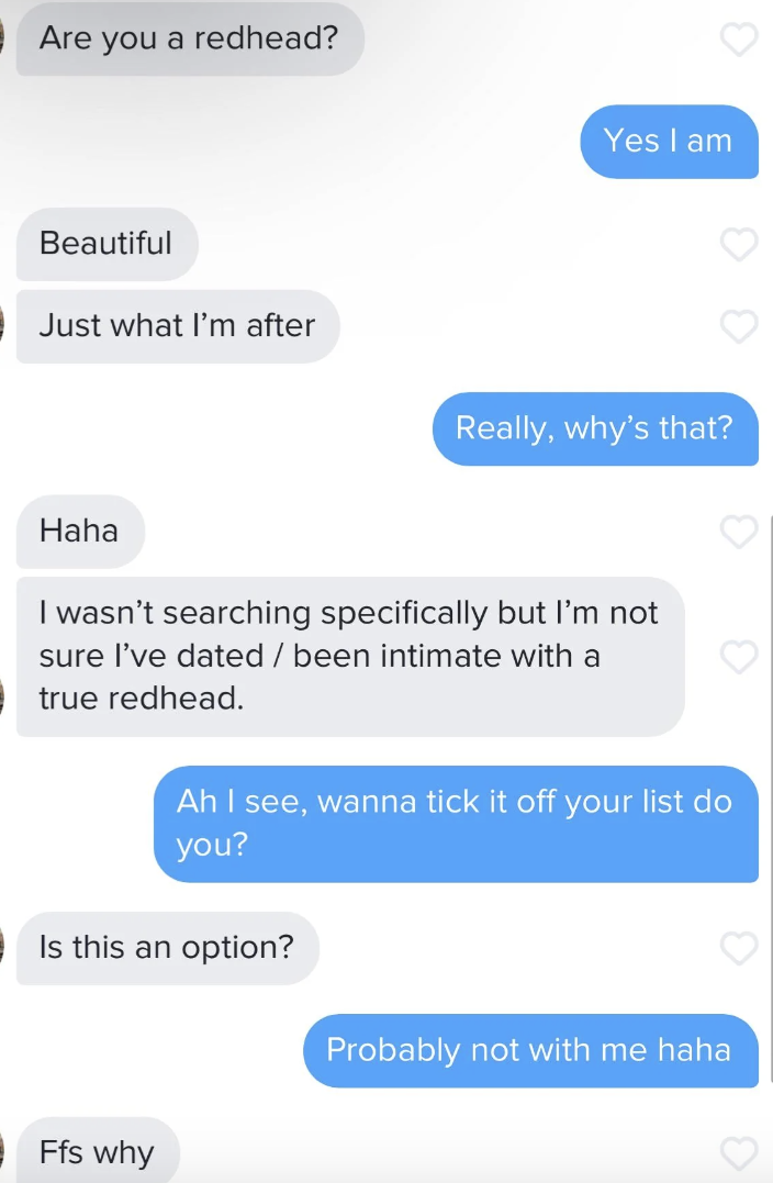 Screenshot of a text exchange