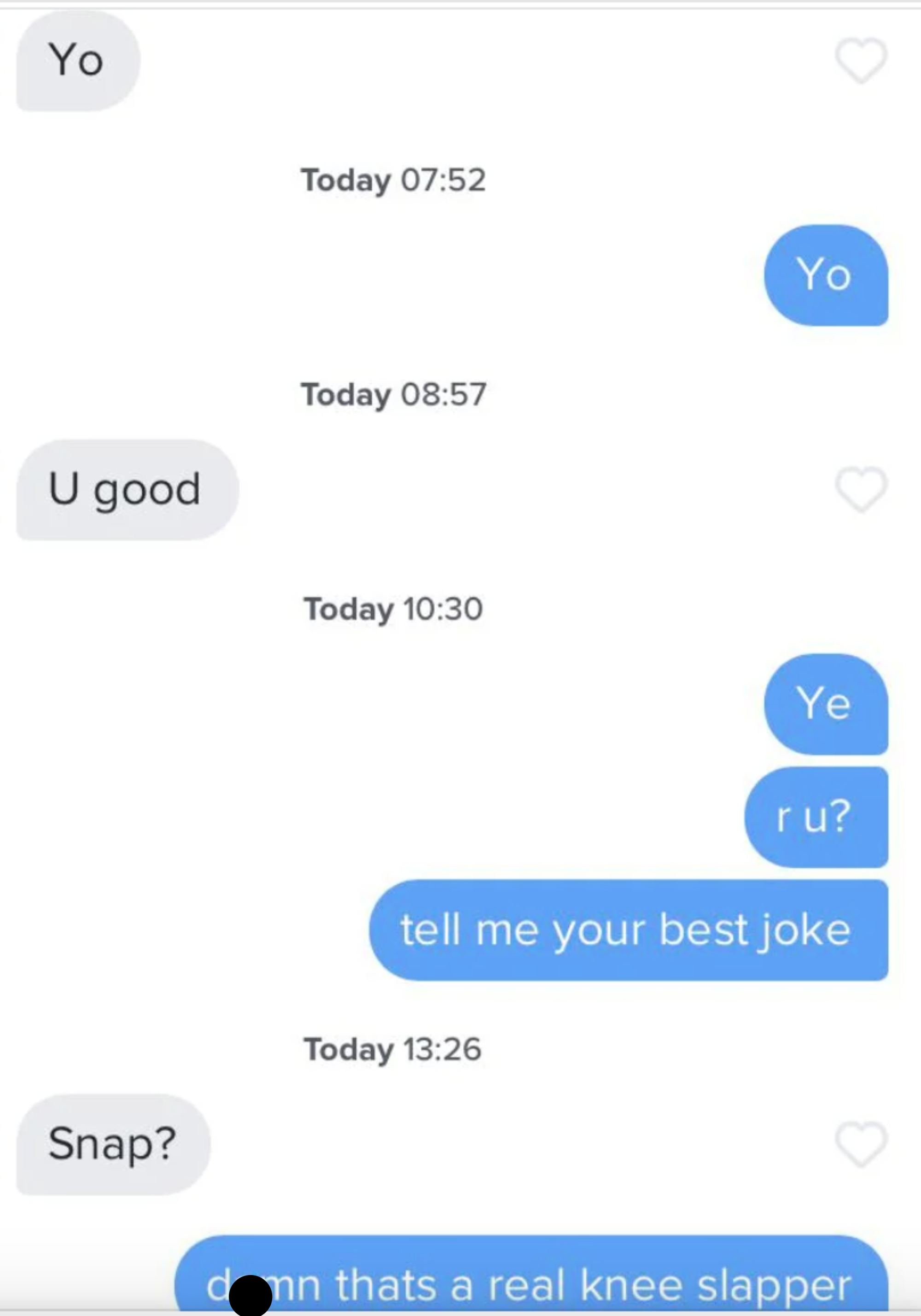 Screenshot of a text exchange