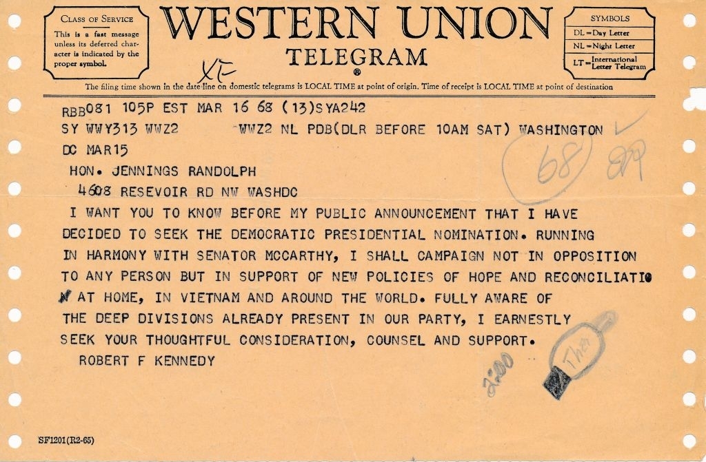 A Western Union telegram