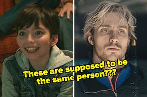 pietro in wandavision and age of ultron captioned "These are supposed to be the same person???"