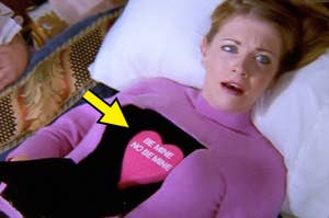 Sabrina the Teenage Witch with a candy heart in her chest.