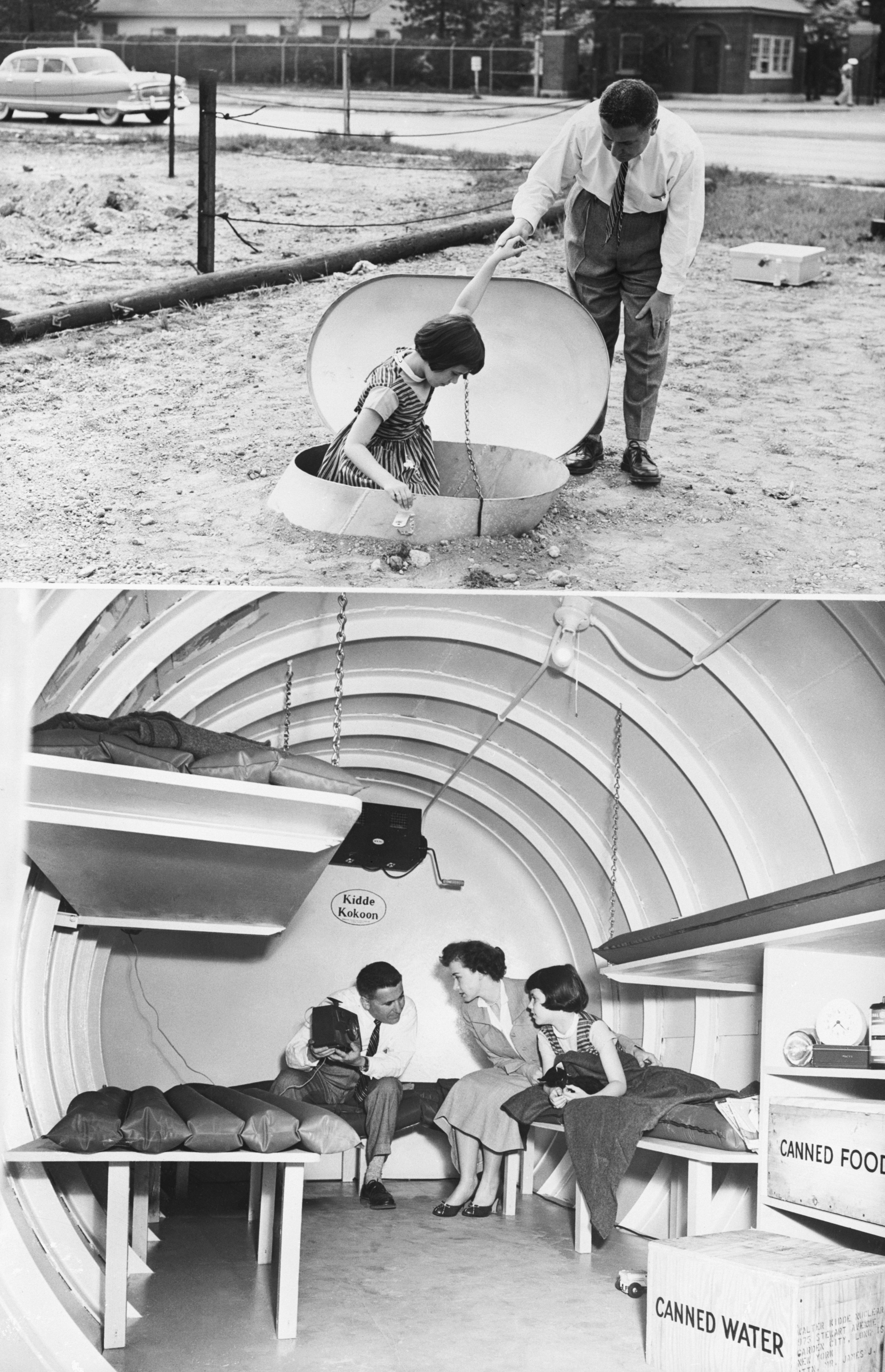 a family in their bomb shelter