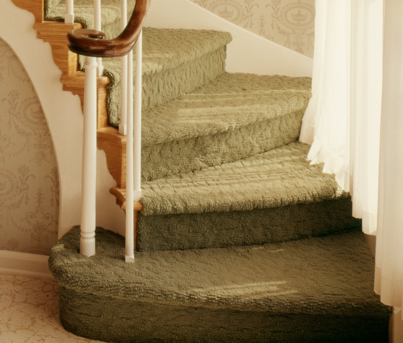 a carpeted staircase