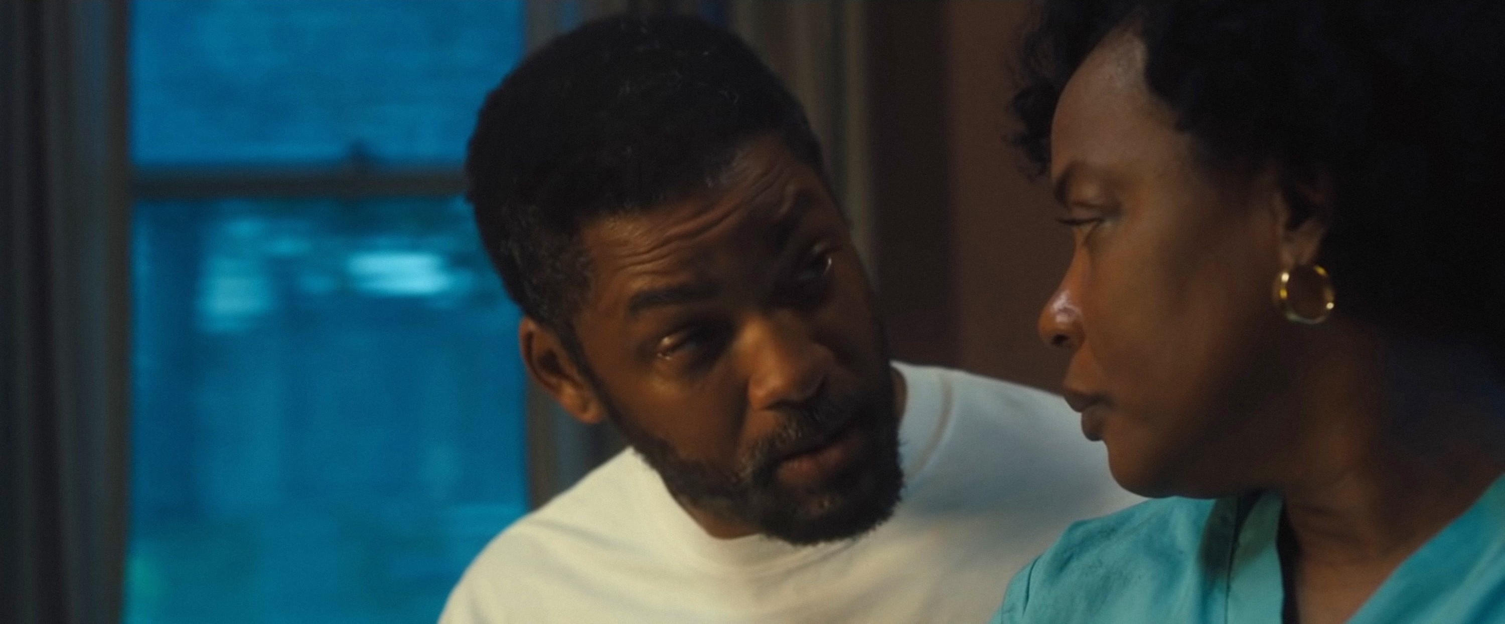 Will Smith and Aunjanue Ellis-Taylor in a tense scene from the film King Richard