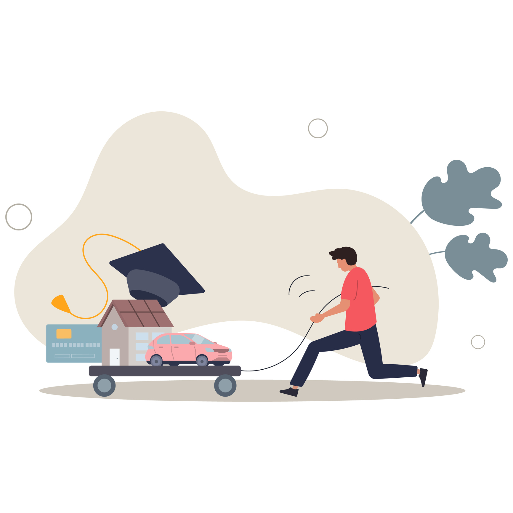 Debt, cost of living, expense, and financial burdens illustrated