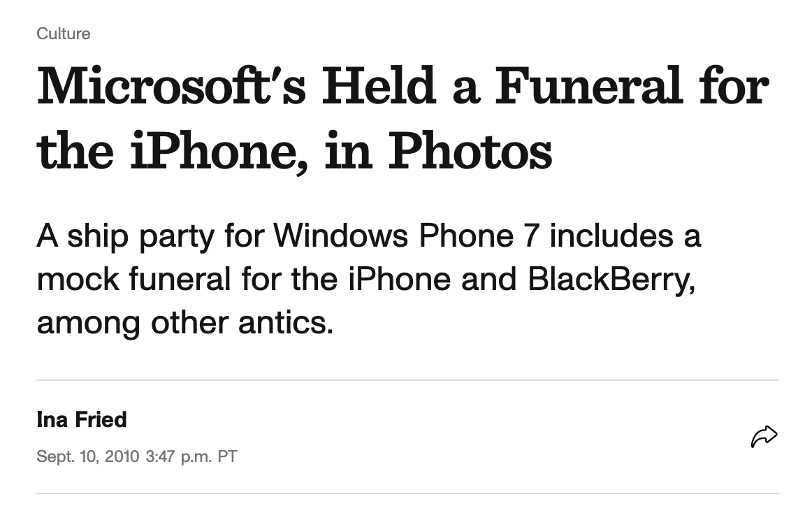 &quot;Microsoft&#x27;s Held a Funeral for the iPhone, in Photos&quot;