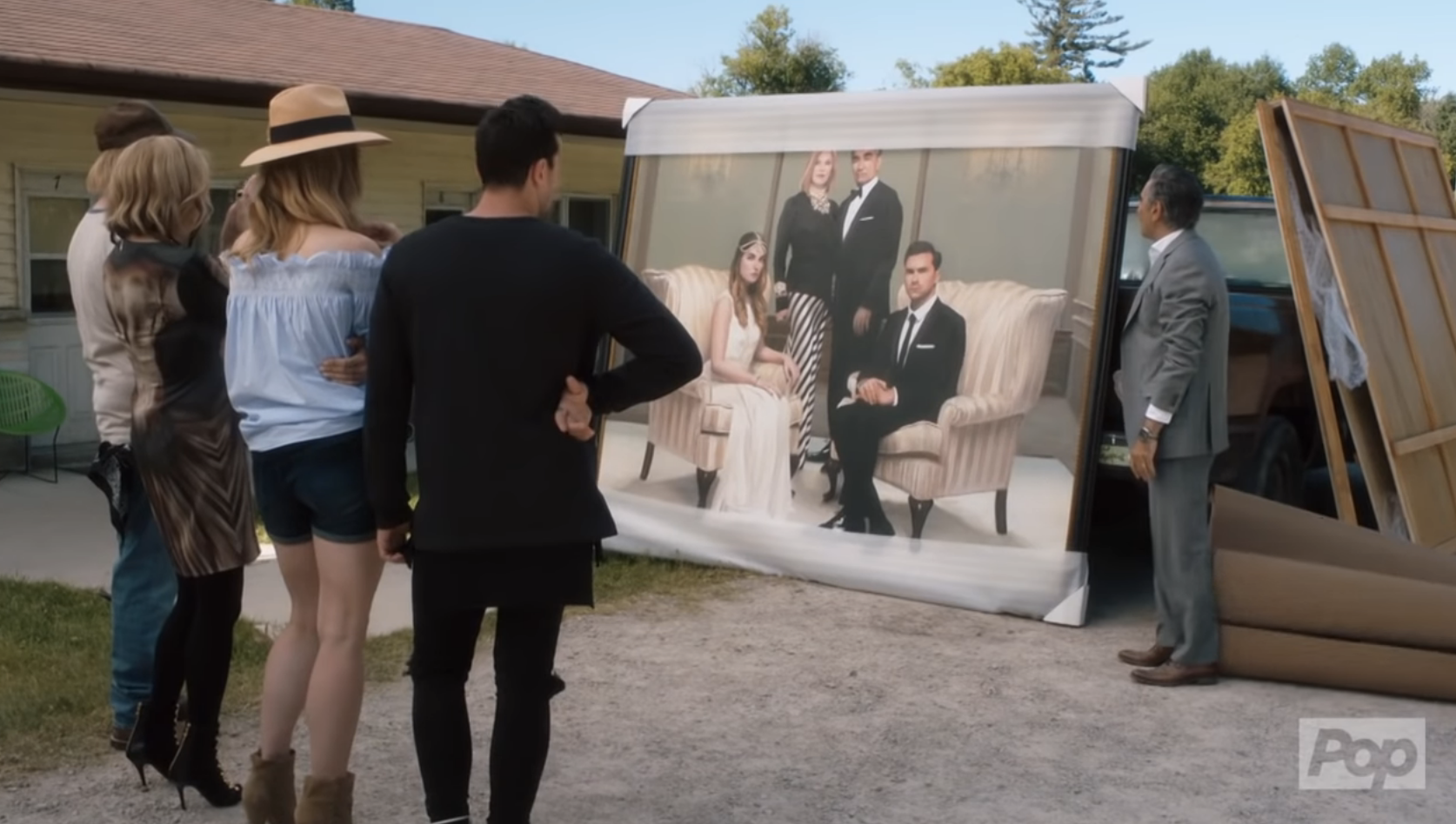 from &#x27;Schitt&#x27;s Creek&#x27;: The family stares at a giant portrait of themselves