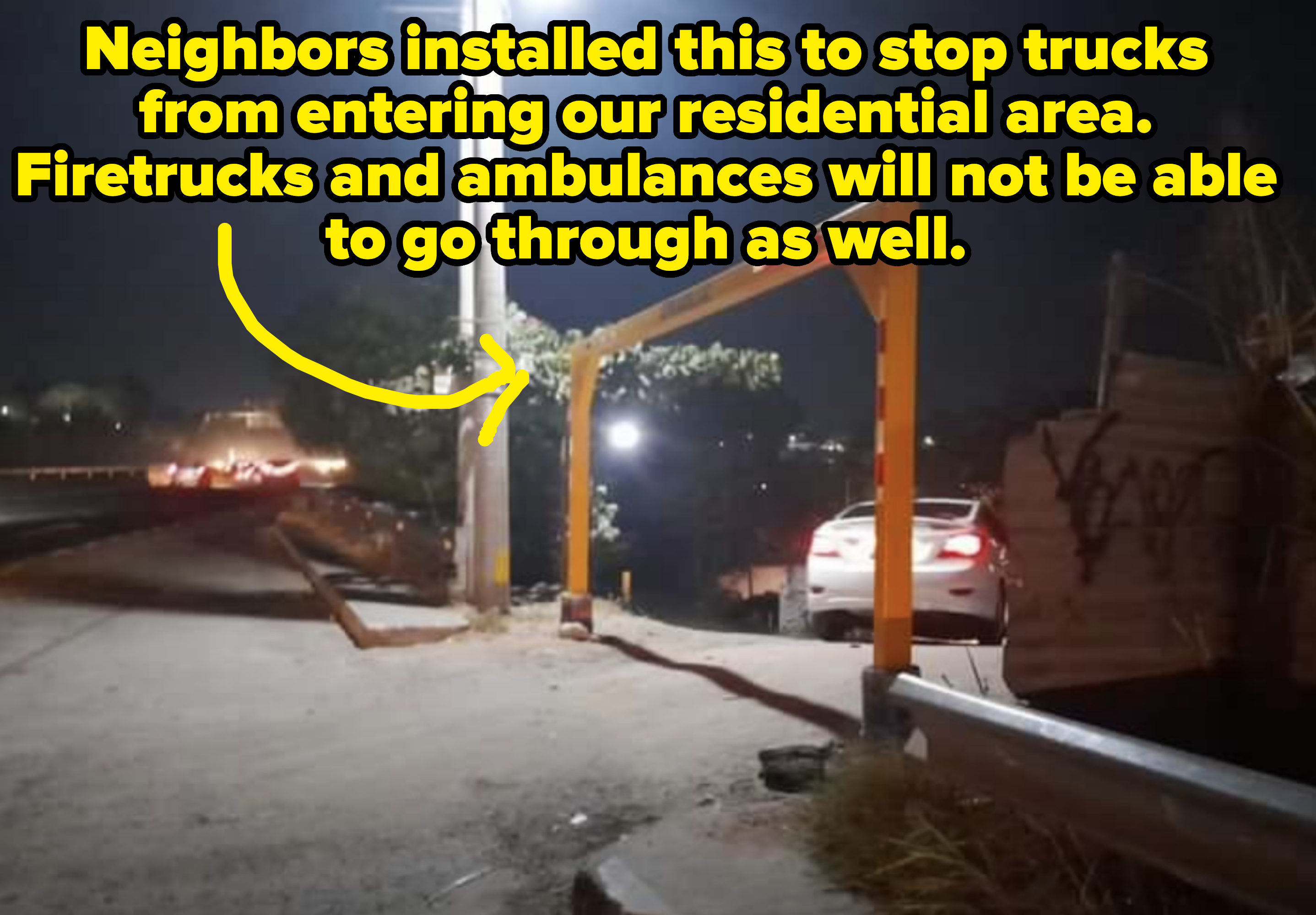 a post blocking trucks from entering