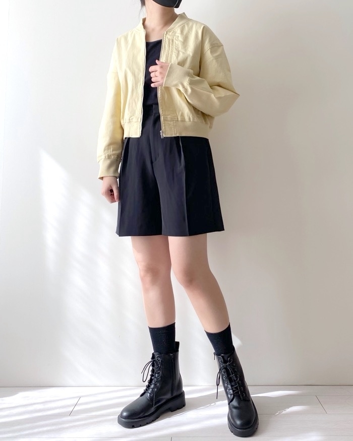 GU（ジーユー）のおすすめのレディースアイテム「クロップドリブブルゾン+E」