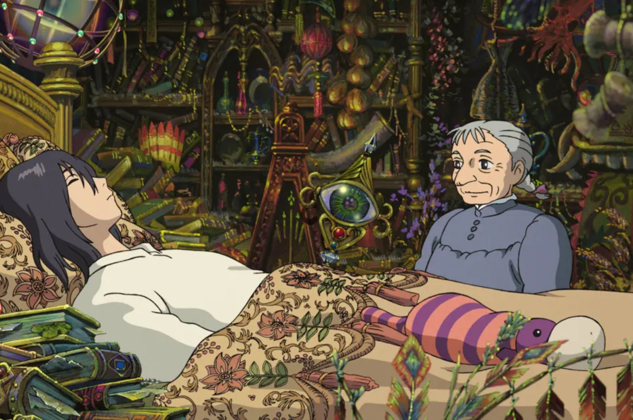 Sophie and Howl from &quot;Howl&#x27;s Moving Castle&quot; in a room with intricate detail and whimsical objects