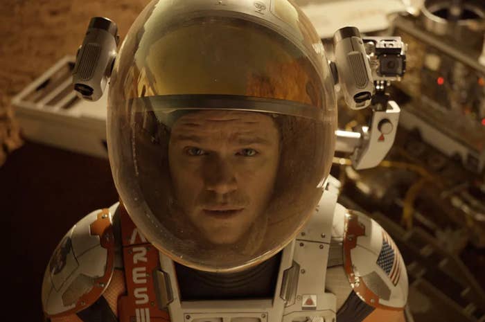 Matt Damon as astronaut Mark Watney in spacesuit in &quot;The Martian.&quot;