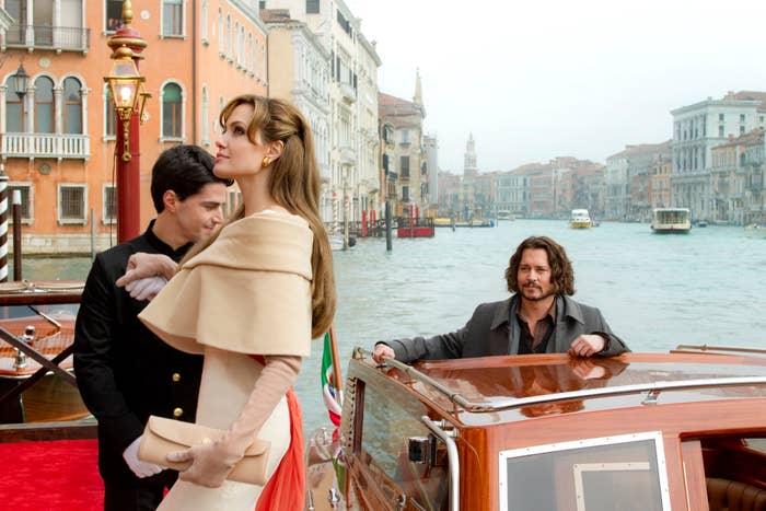 Angelina Jolie stepping off a gondola in &quot;The Tourist&quot;