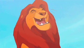 Animated character Simba from The Lion King smiling and blinking in a loop