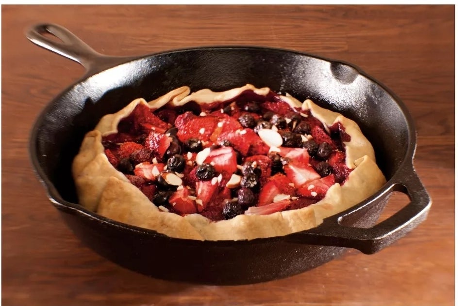 the skillet with a cobbler