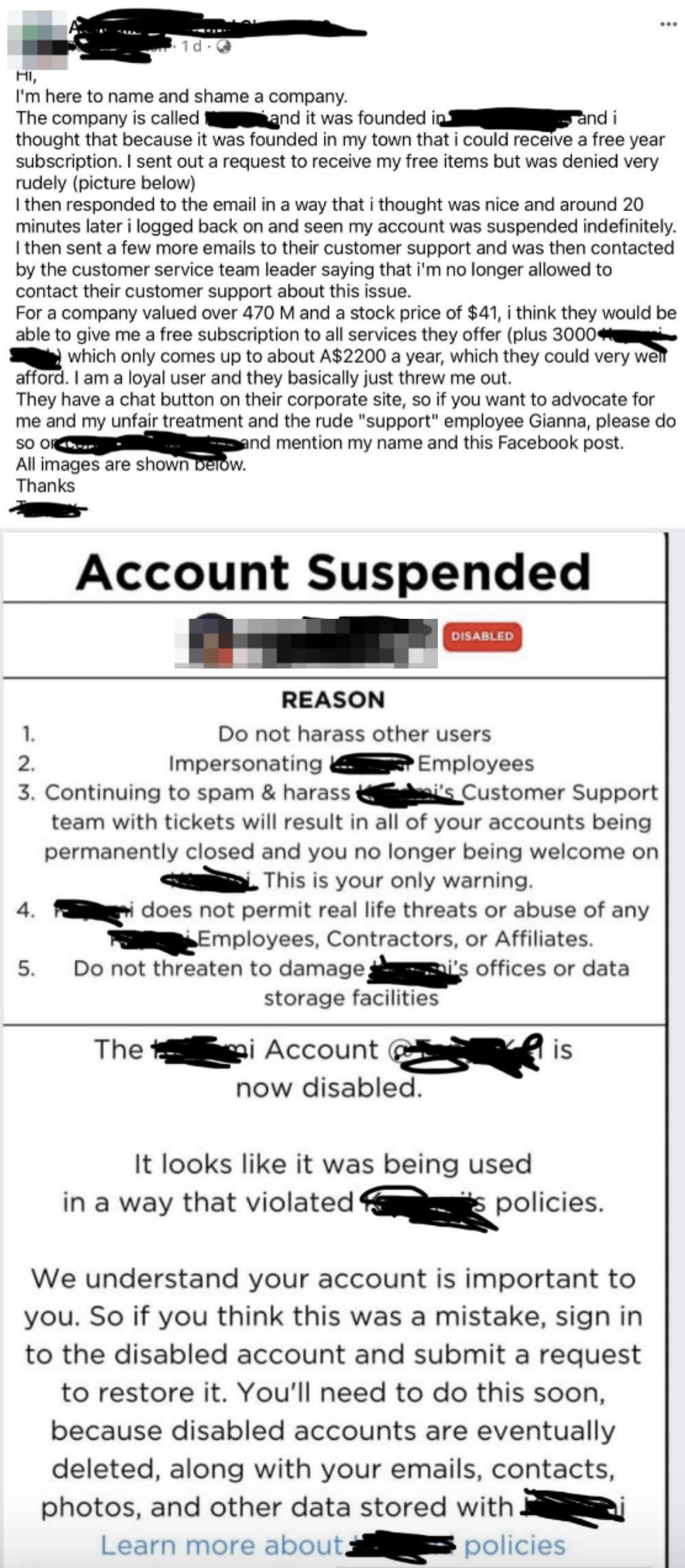 "I'm here to name and shame a company"