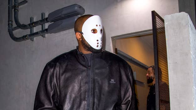 kanye west in a hockey mask in the style of jason